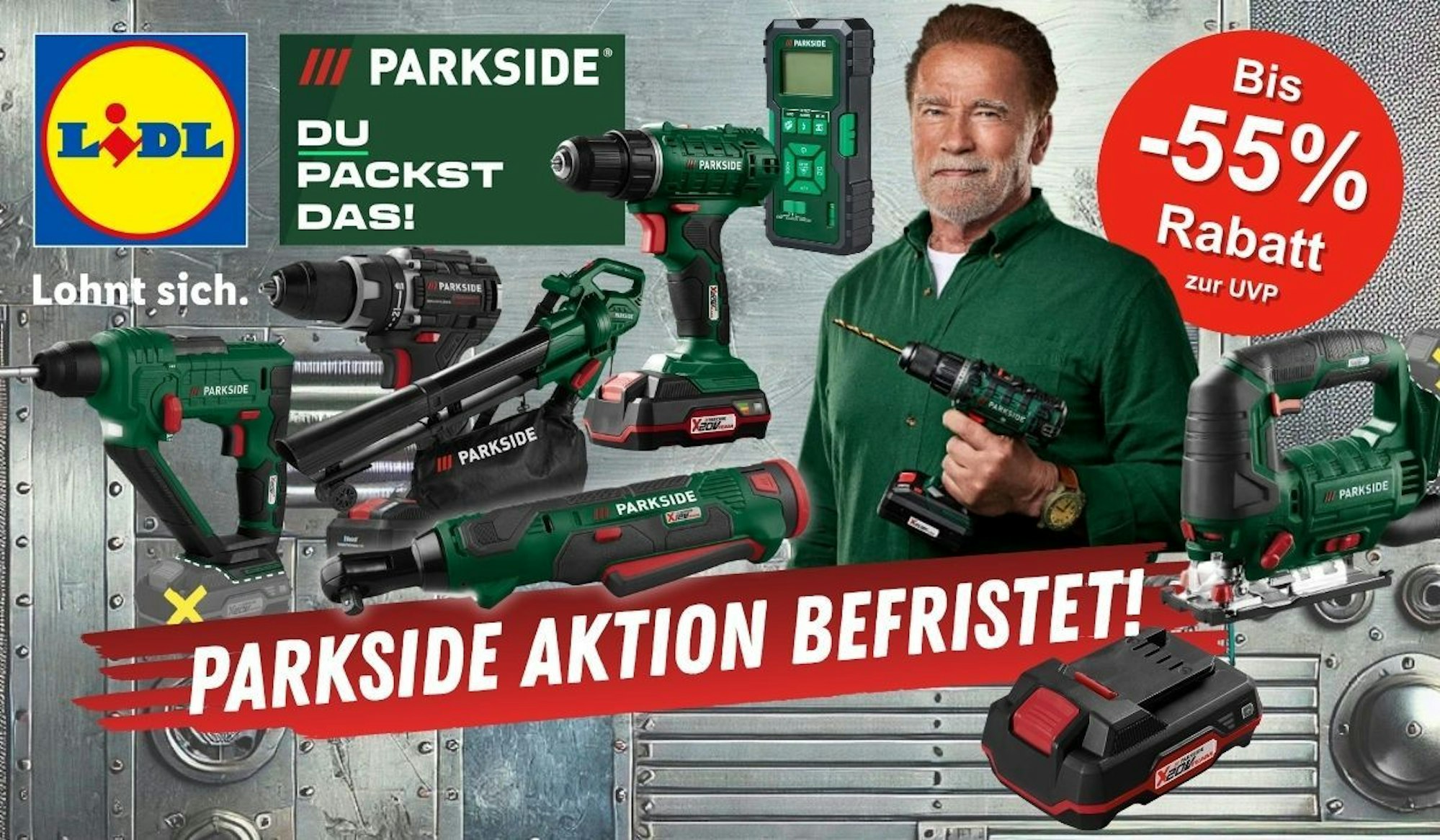 PARKSIDE-Werkzeug von Akku-Bohrschrauber über Laserentfernungsmesser bis Stichsäge und Laubbläser.