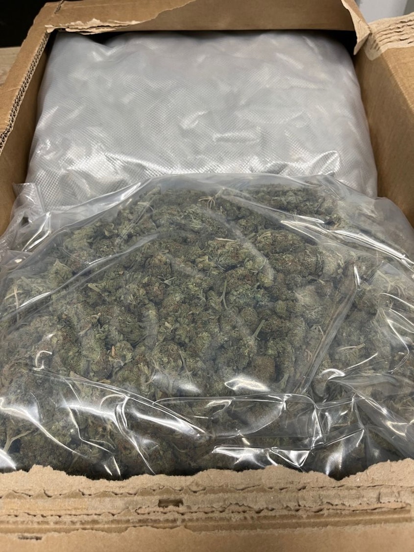 Mehrere große Pakete mit Marihuana liegen auf dem Boden.