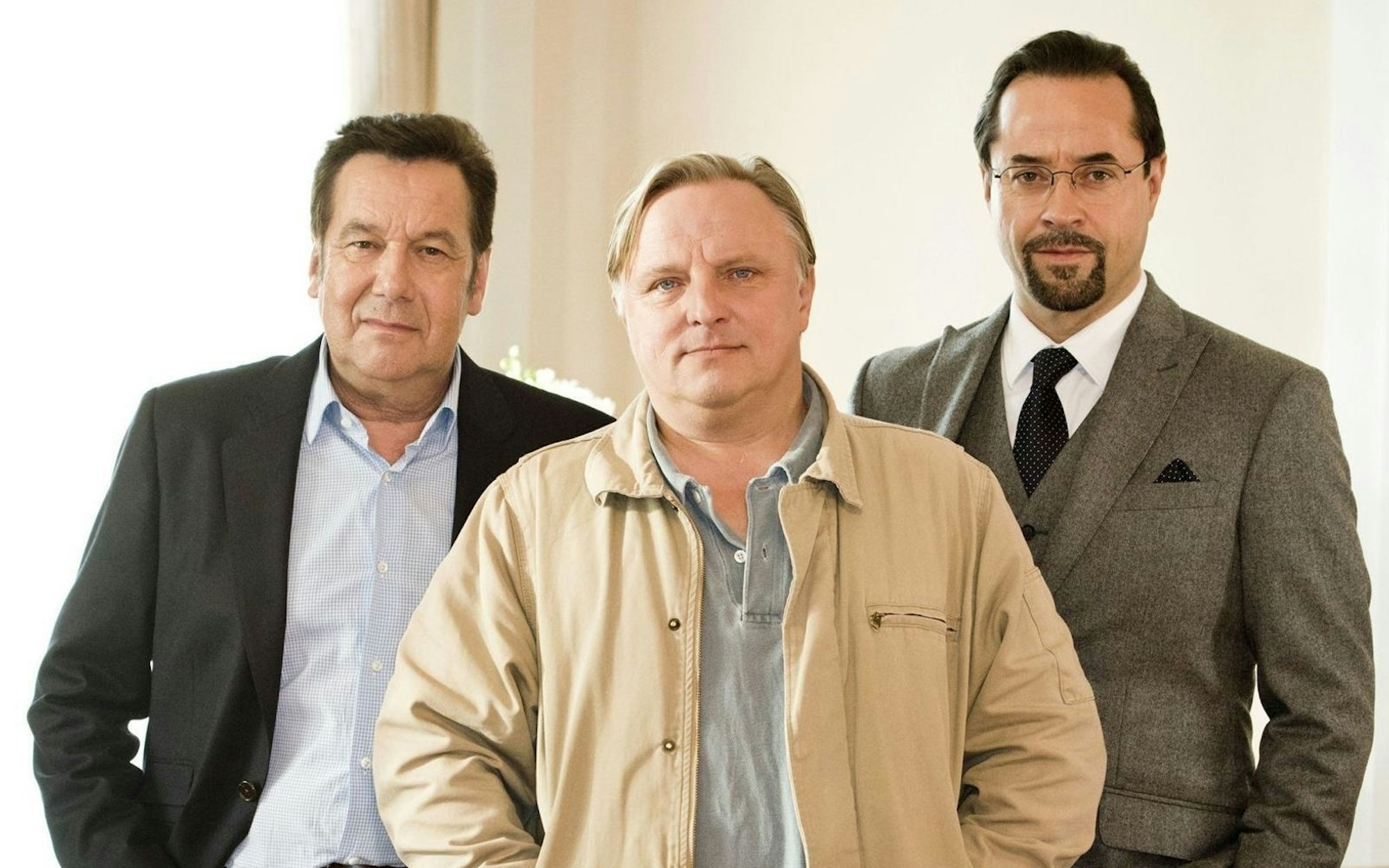 Ausflug ins Schauspielmetier: 2013 spielte Roland Kaiser an der Seite von Axel Prahl (Mitte) und Jan Josef Liefers (rechts) einen Schlagersänger im Münster-“Tatort“. (Bild: WDR / Martin Menke)