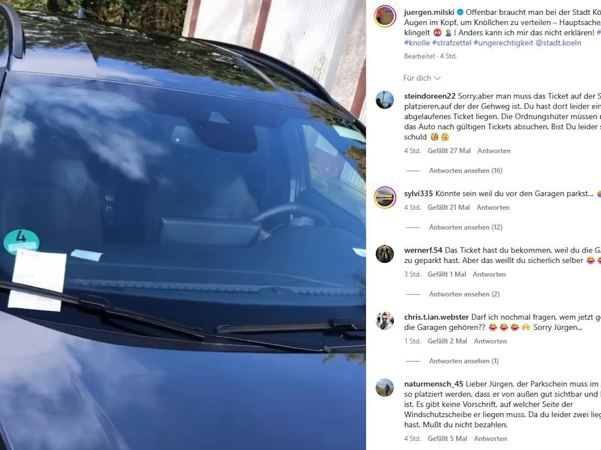 Jürgen Milski kassierte in Köln ein Knöllchen.