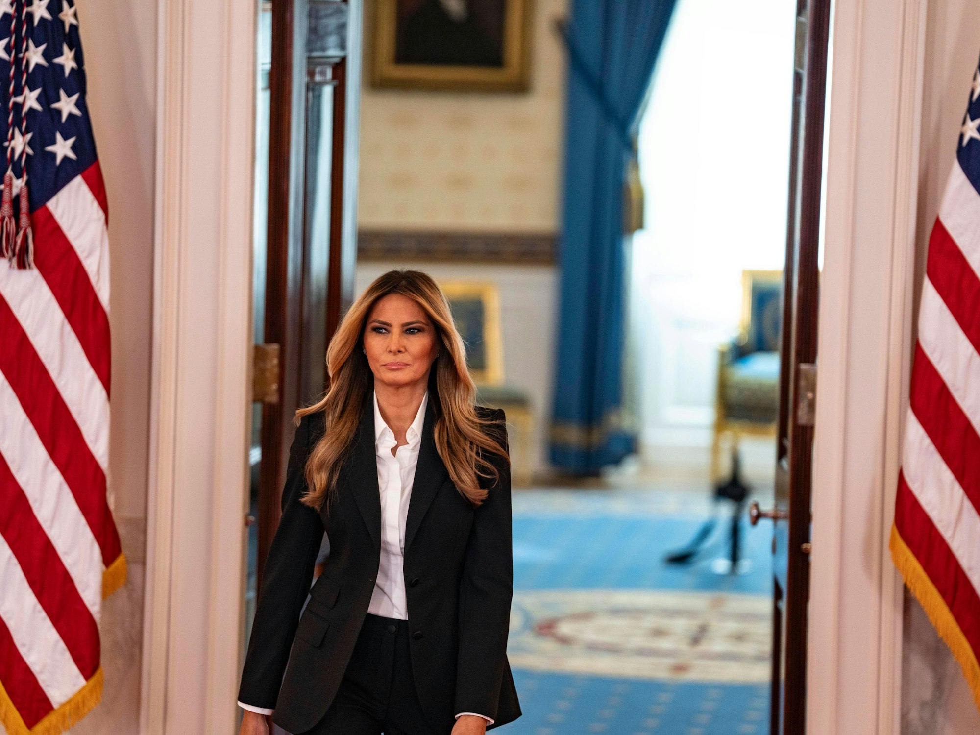 First Lady Melania Trump am 10. Oktober im Grand Foyer des Weißen Hauses.