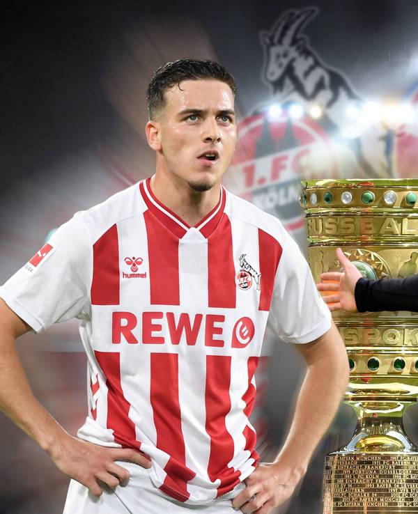 Fotomontage mit Said El Mala und Lennart Karl und dem DFB-Pokal.