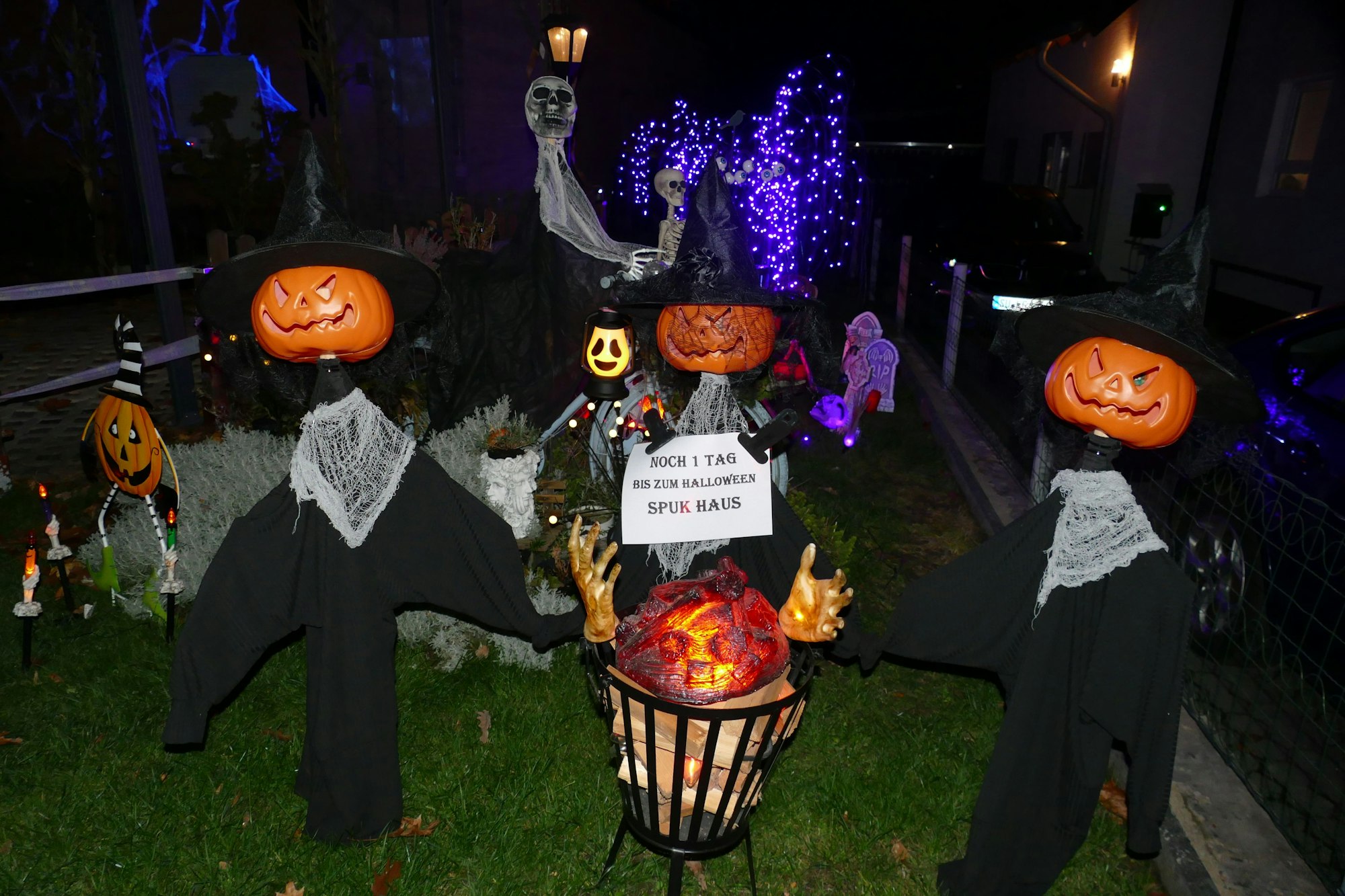 Auch ein paar Kürbisköpfe stehen im Gruselgarten.