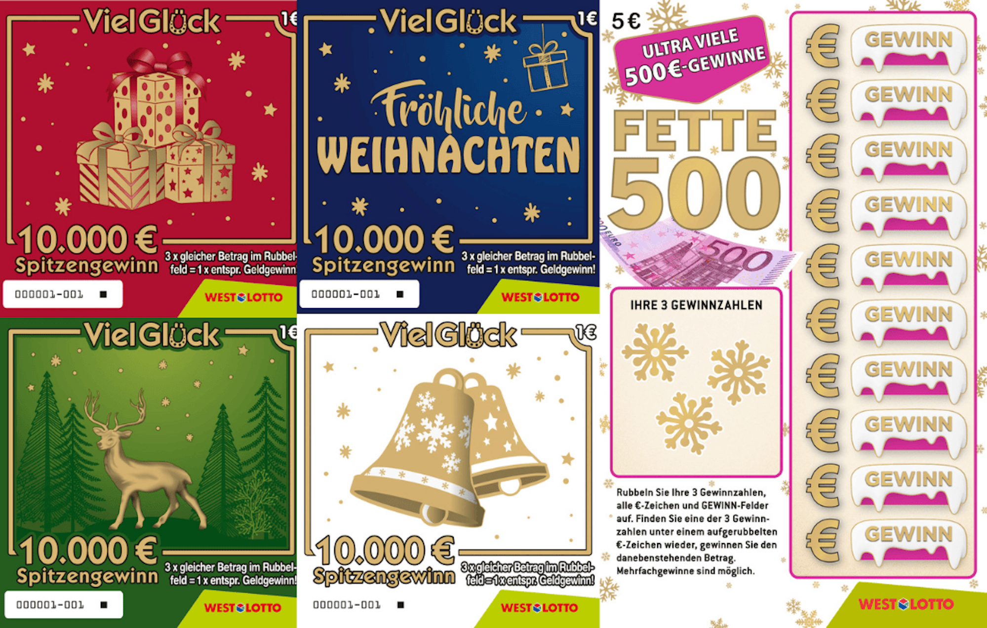 Die neuen Weihnachts-Rubbellose von WestLotto