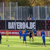 Leverkusen-Profis trainieren auf dem Trainingsplatz neben der BayArena.
