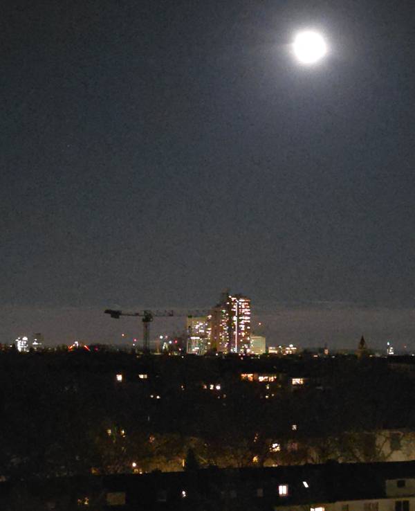 Über Köln-Sülz leuchtet der Supermond.