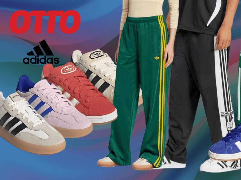 Auf dem Bild sind adidas Produkte zu sehen, die im Otto Onlineshop erhältlich sind.