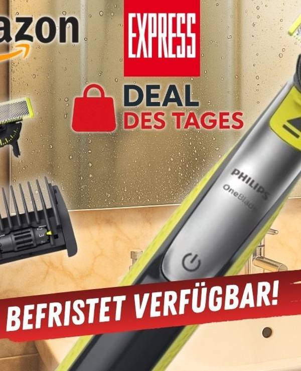 Philips OneBlade 360 Face elektrischer Rasierer & Trimmer in einem Badezimmer vorm Spiegel.
