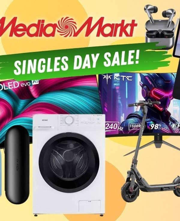 Produkte wie Waschmaschine, Smart-TV, iPhone, PS5, Samsung Galaxy Tab und mehr zum Singles Day.