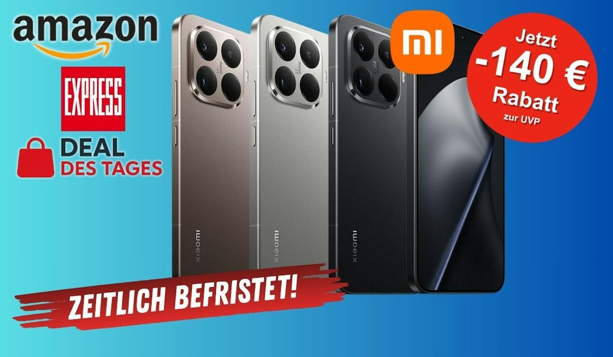 Xiaomi 15T Pro Smartphone in verschiedenen Modellfarben.