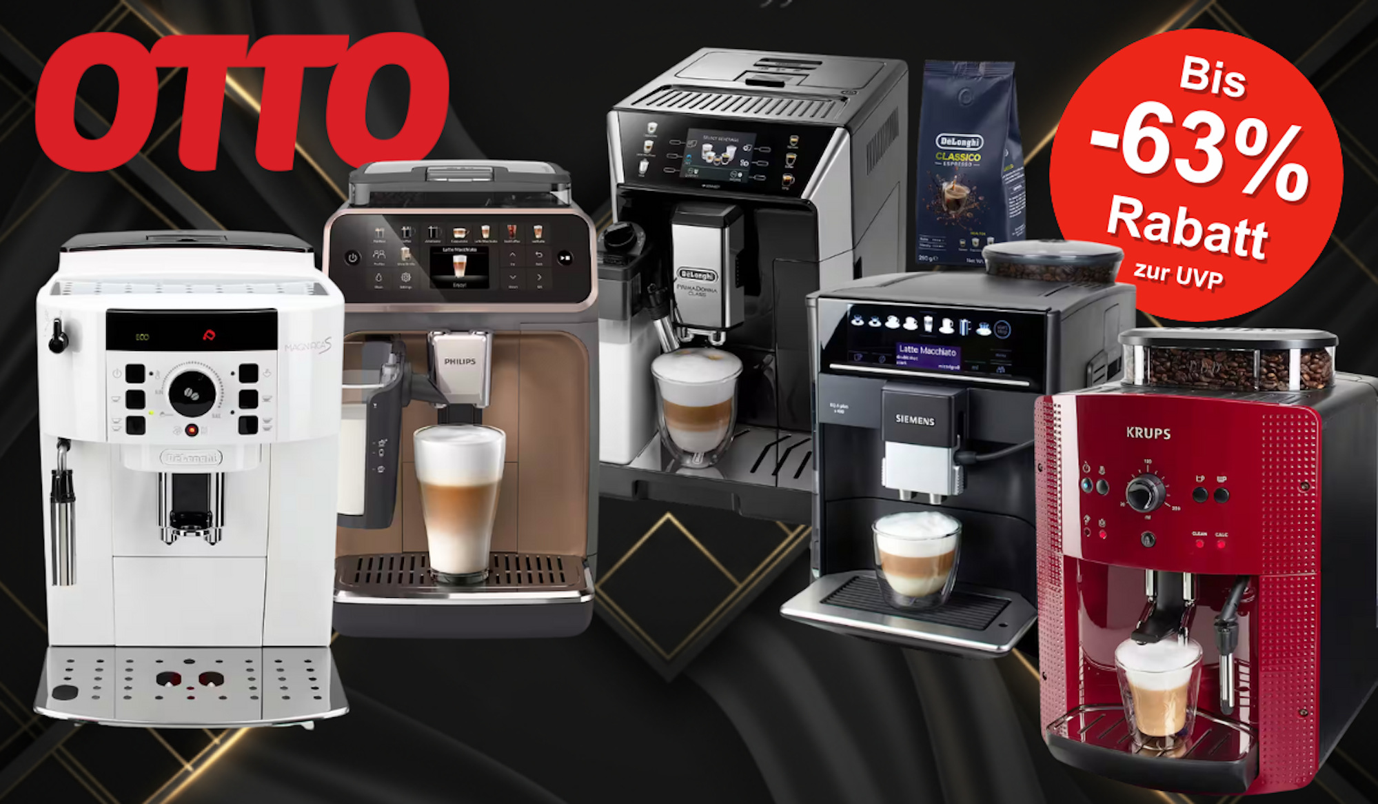 Auf dem Bild sind unterschiedliche Kaffeevollautomaten zu sehen.