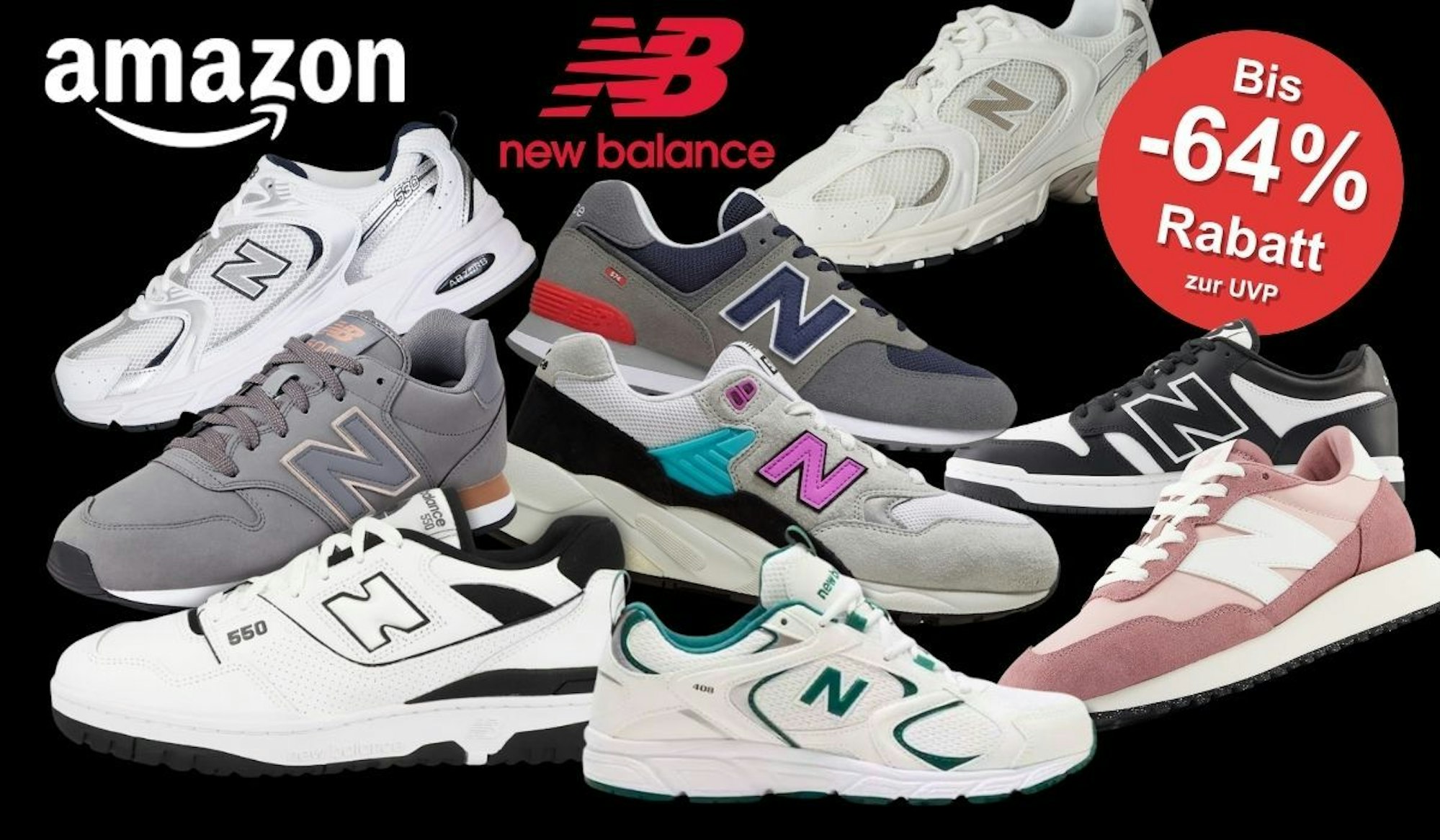 New Balance Sneaker vor einem schwarzen Hintergrund.