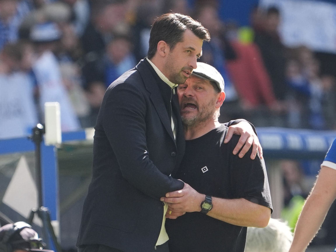 Jonas Boldt umarmt Steffen Baumgart