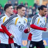 Said El Mala, Florian Wirtz und Leroy Sane am 10. November 2025 beim Training mit der deutschen Nationalmannschaft.