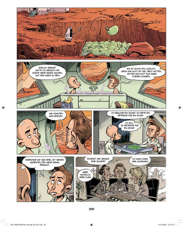 Ausschnitt aus einem Comic, in dem sich zwei Herren (Elon Musk und Jeff Bezos nicht unähnlich) zunächst zanken und dann zocken.