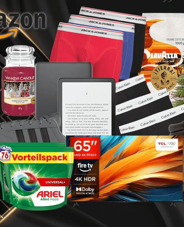 Auf dem Bild sind ein paar Produkte zu sehen, die im frühen Amazon Black Friday Sale sind