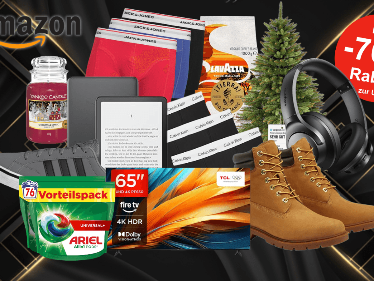 Auf dem Bild sind ein paar Produkte zu sehen, die im frühen Amazon Black Friday Sale sind