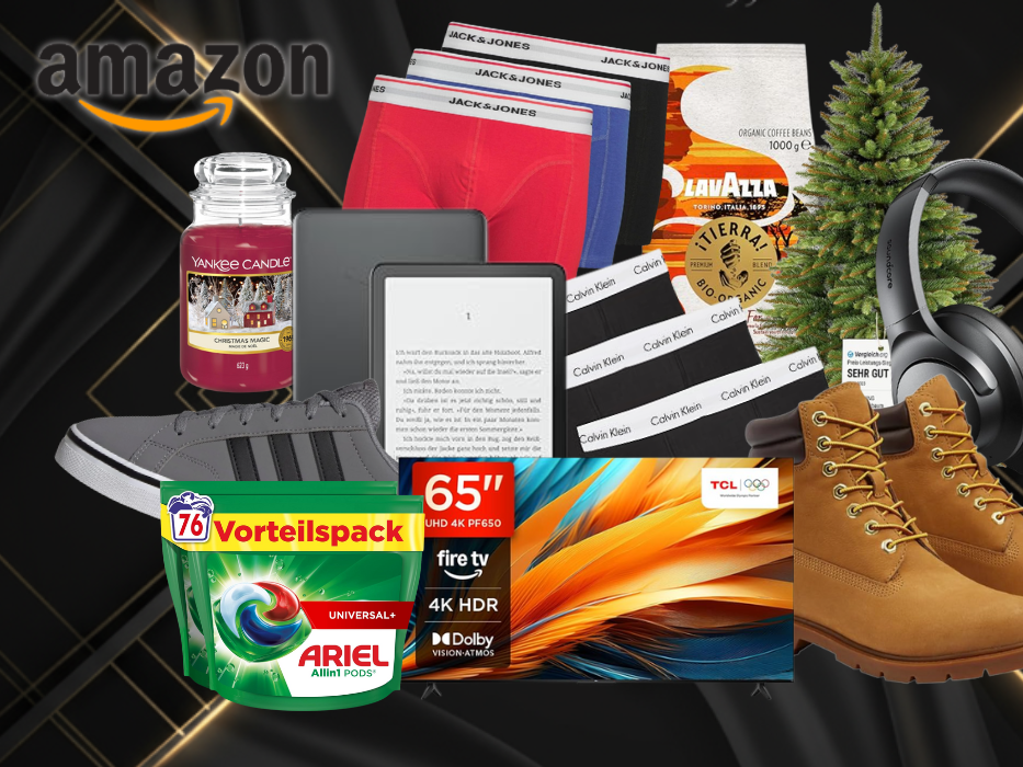 Auf dem Bild sind ein paar Produkte zu sehen, die im frühen Amazon Black Friday Sale sind