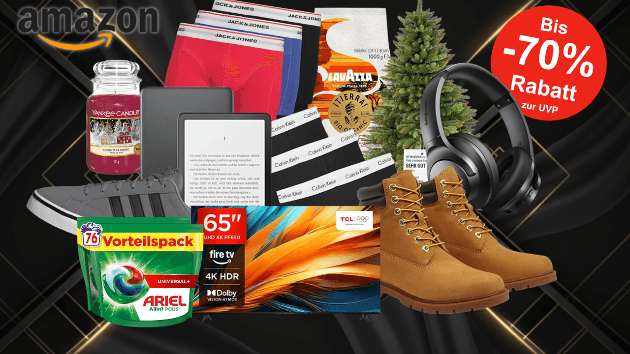 Auf dem Bild sind ein paar Produkte zu sehen, die im frühen Amazon Black Friday Sale sind