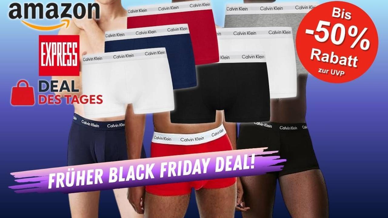 Calvin Klein Herren-Boxershorts in verschiedenen Farben von männlichen Models getragen.