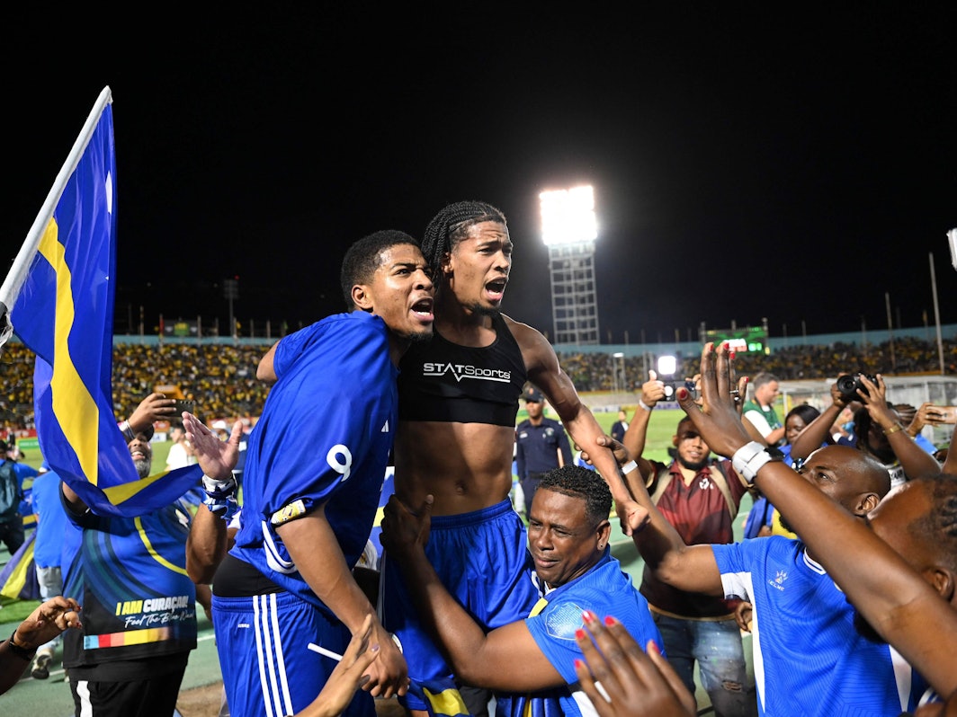 Die Spieler von Curacao jubeln über die WM-Qualifikation.