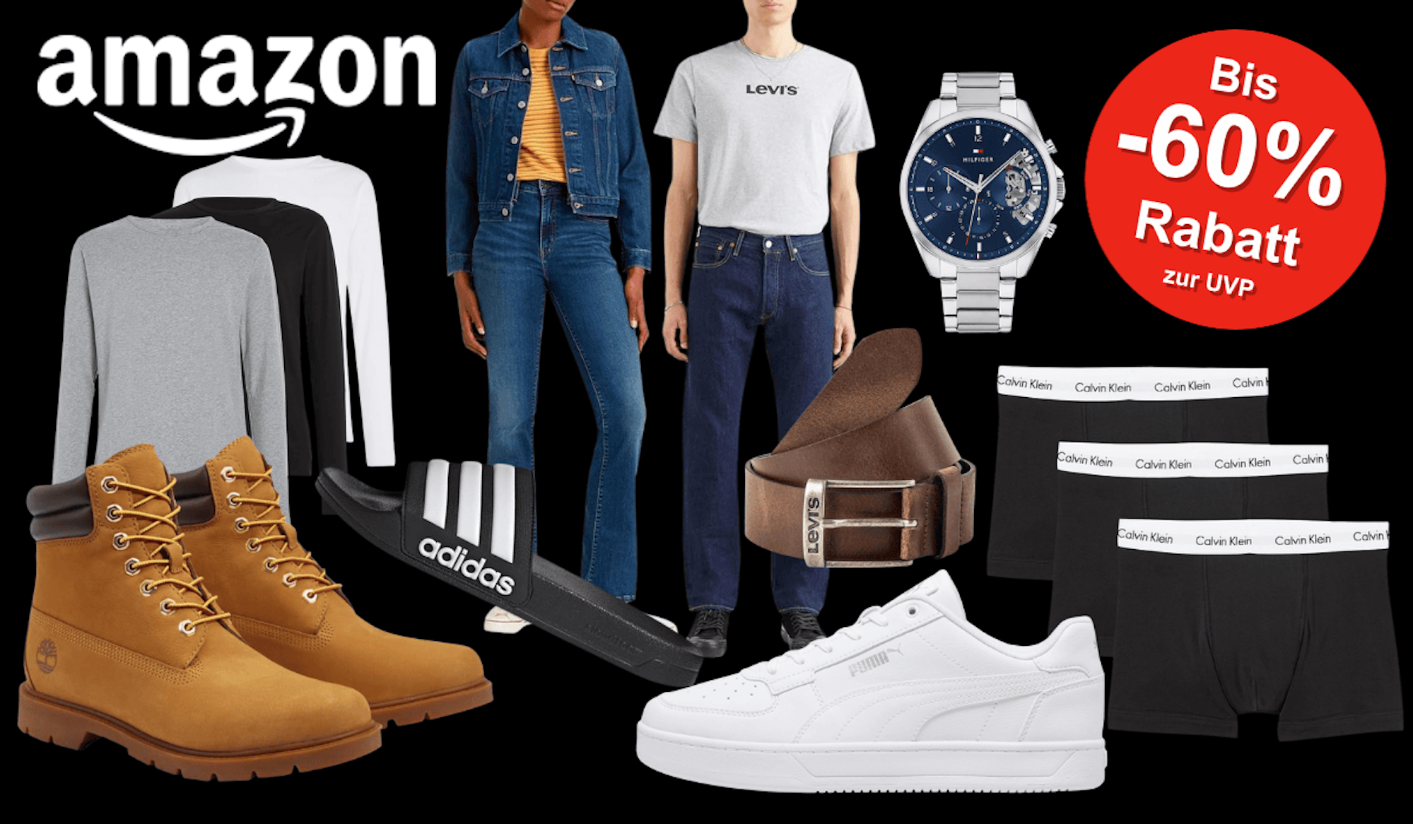 Spare jetzt bis zu 60% Rabatt auf Timberlands, adidas, Puma, Calvin Klein, Tommy Hilfiger, Levis u.v.m.