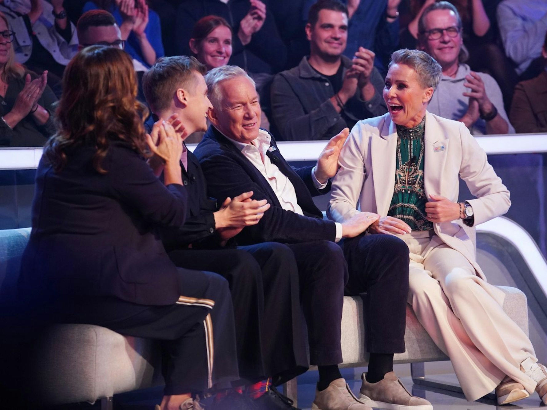 Insgesamt erspielten Till Reiners, Katarina Witt, Johannes B. Kerner und Sonja Zietlow 285.000 Euro. (Bild: RTL / Stefan Gregorowius)