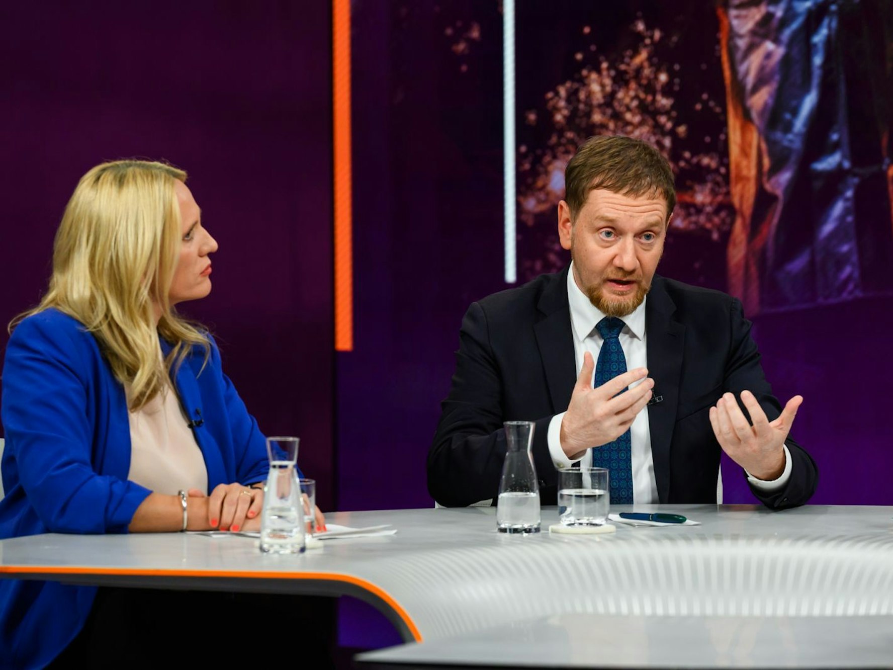 „Das Klimaziel 2040 mauert uns ein“, erklärte Sachsens Ministerpräsident Michael Kretschmer. (Bild: ZDF/Jule Roehr )