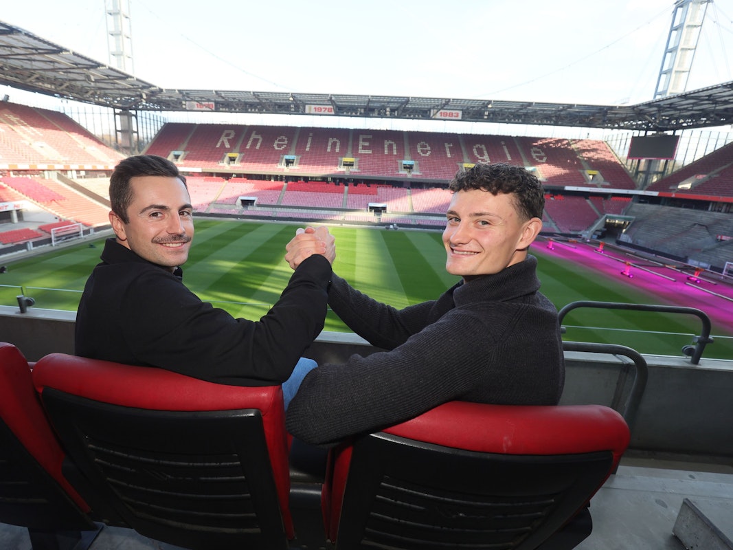 Doppelinterview mit Maximilian Kammerer (Kölner Haie) und Eric Martel (1. FC Köln) am 20. November 2025 im Rhein-Energie-Stadion.