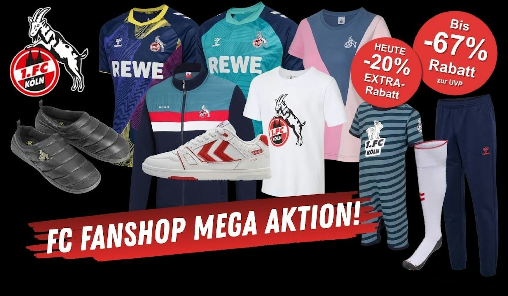 1. FC Köln Fan Artikel wie Trikots, Sneaker, Shirts und mehr.