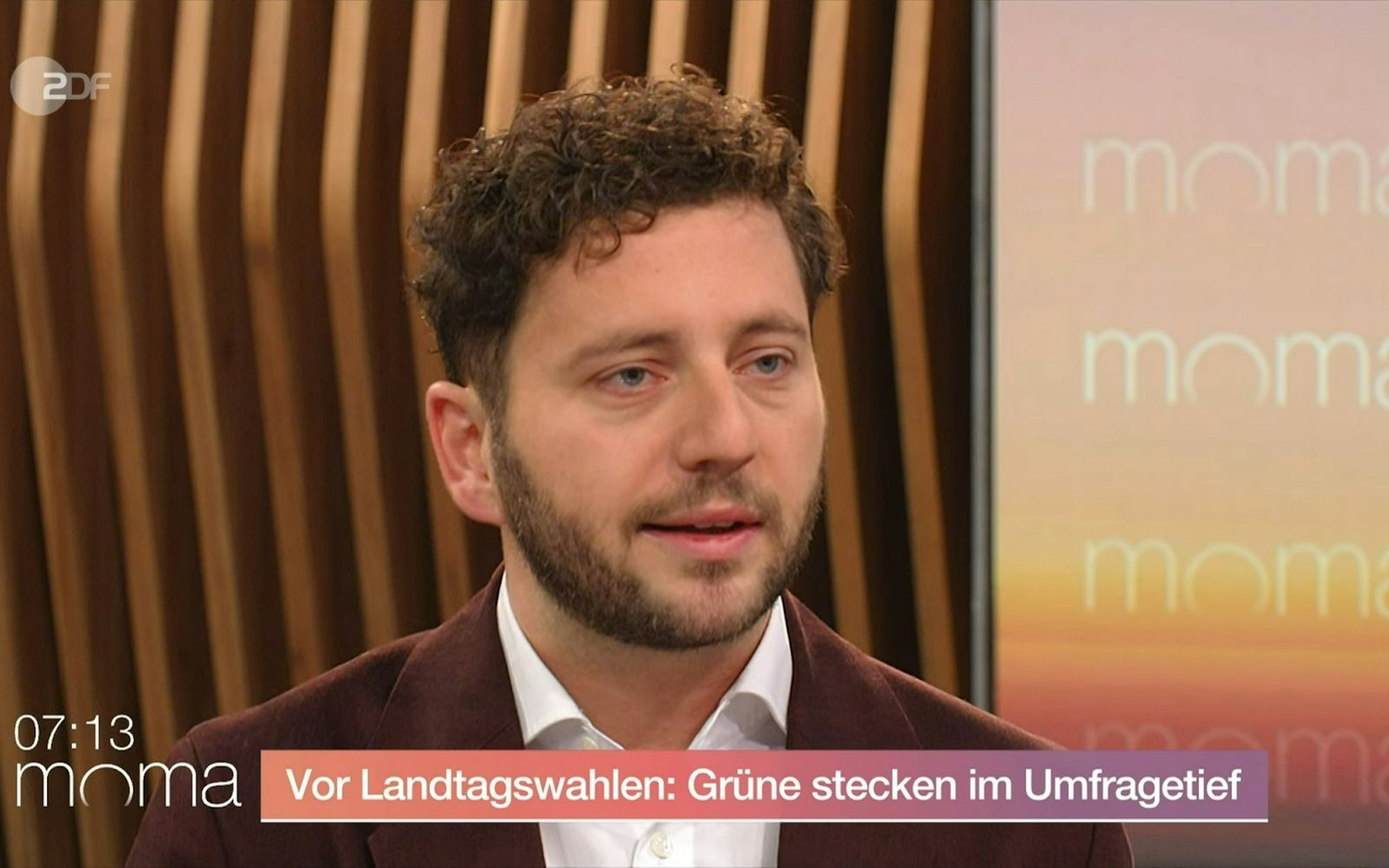 Grünen-Chef Felix Banaszak sprach im ZDF-Moma von einem „Winter der Enttäuschungen“. (Bild: ZDF)