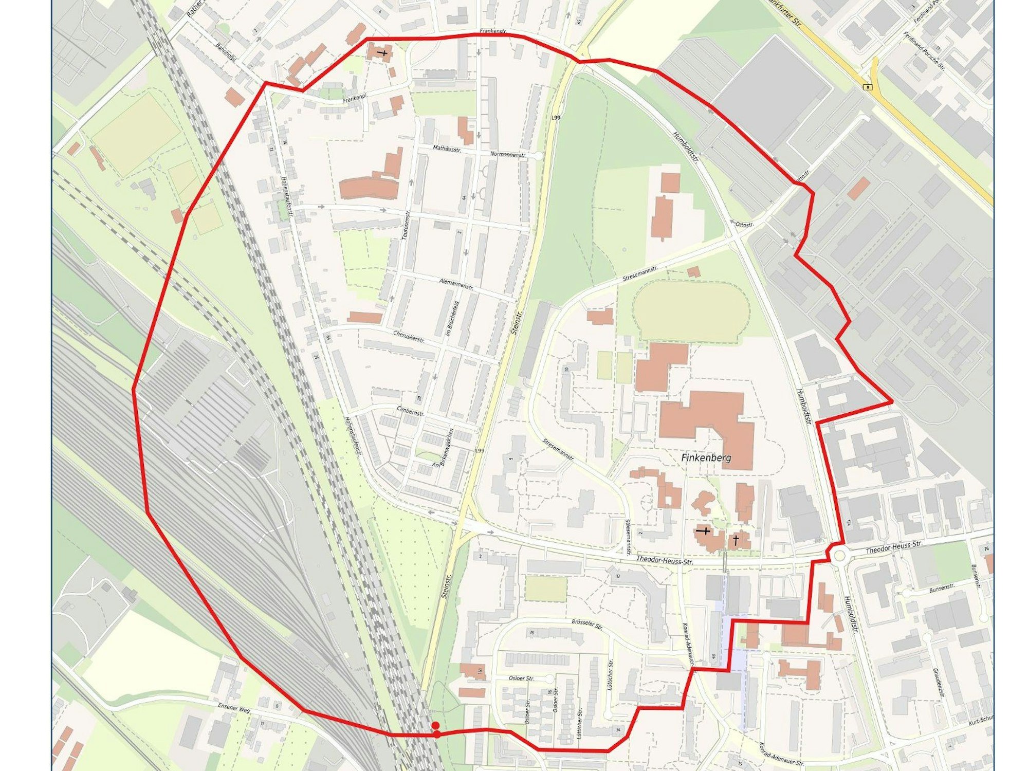 Die Grafik zeigt den Evakuierungsradius in Köln-Gremberghoven.