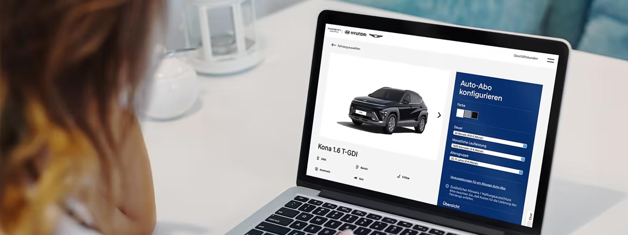 Hyundai MOCEAN bietet attraktive All-Inclusive-Deals – Bild auf einem Laptop Display.