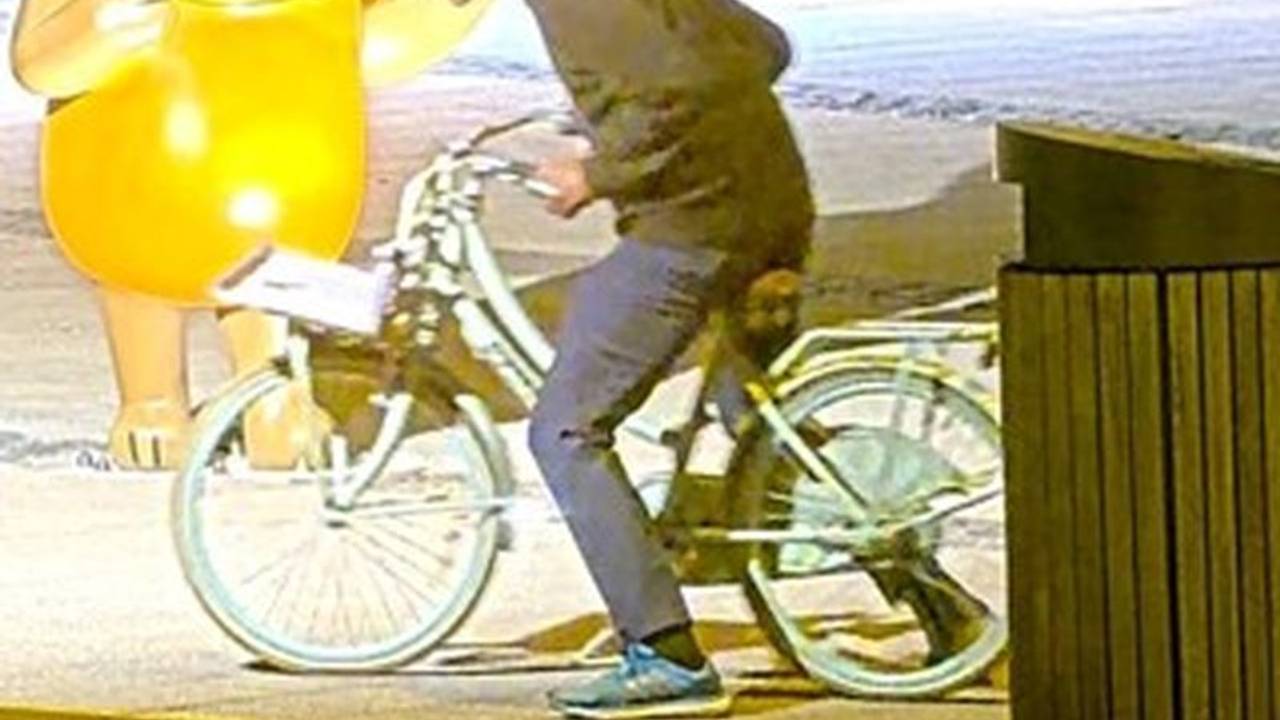 Hier flüchtet der Verdächtige mit einem Damenfahrrad.
