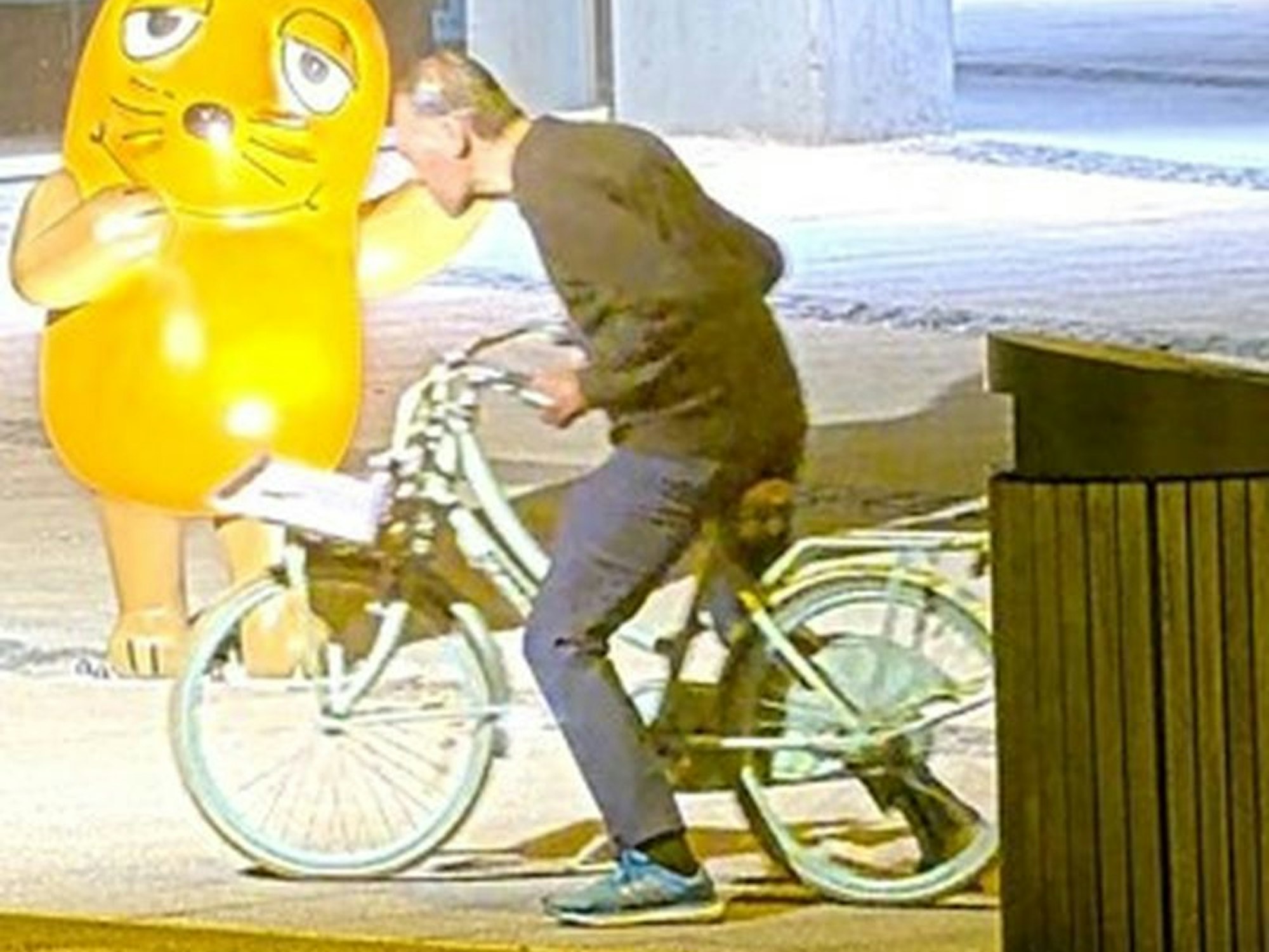 Hier flüchtet der Verdächtige mit einem Damenfahrrad.