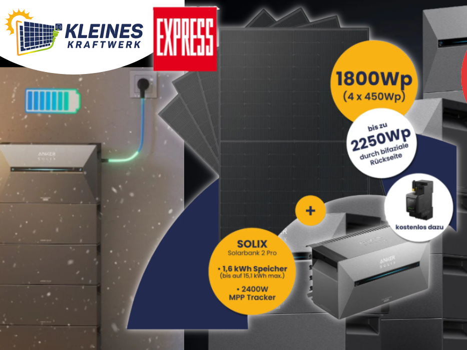 Balkonkraftwerk-Set Kleines Kraftwerk Quattro (4 × 450 Wp Full-Black Module) mit integrierter Anker Solarbank 3 E2700 Pro vor einer Straße in einer ruhigen Stadtgegend mit Einfamilienhäusern im Herbst.