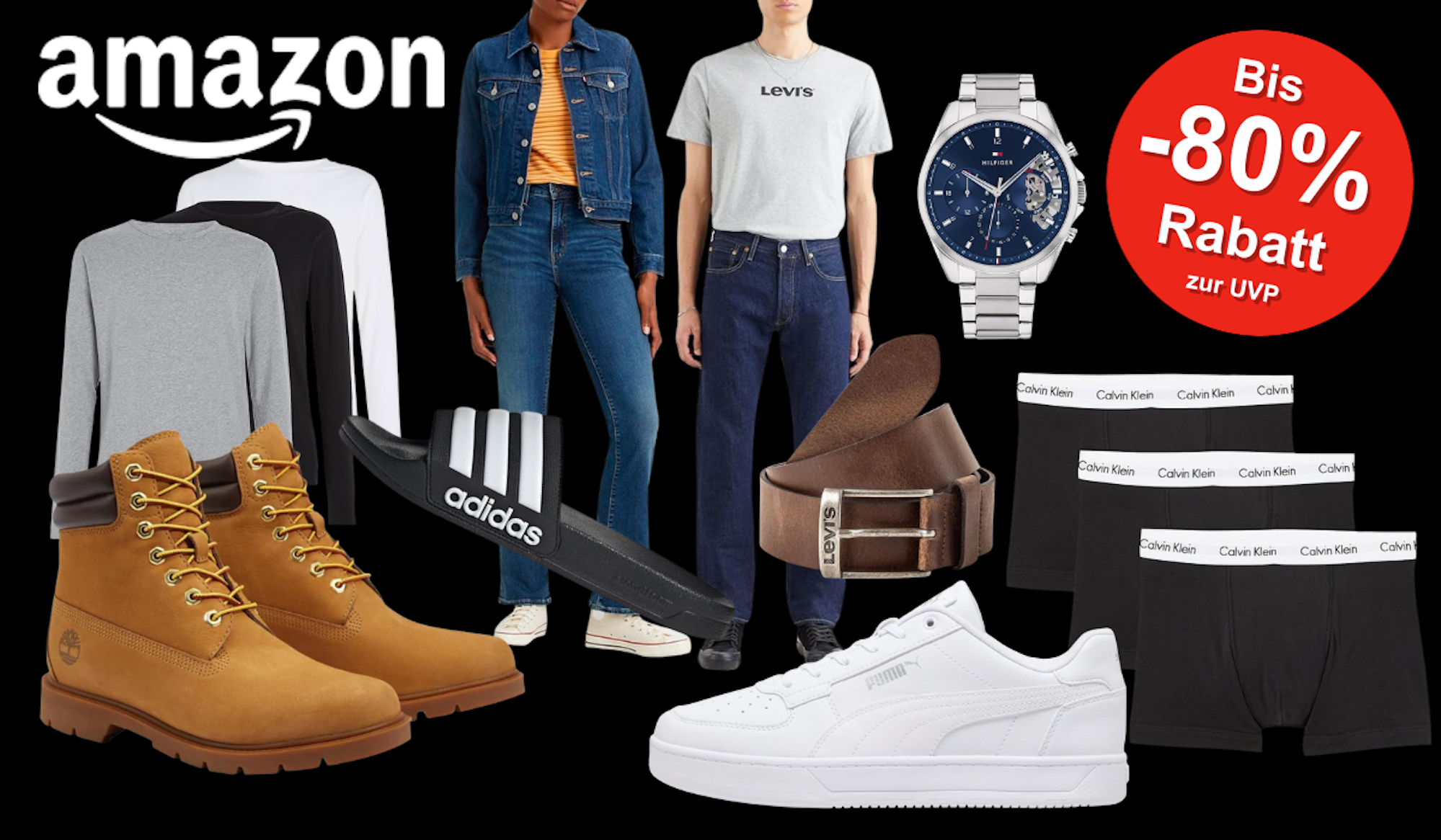 Spare jetzt bis zu 60% Rabatt auf Timberlands, adidas, Puma, Calvin Klein, Tommy Hilfiger, Levis u.v.m.