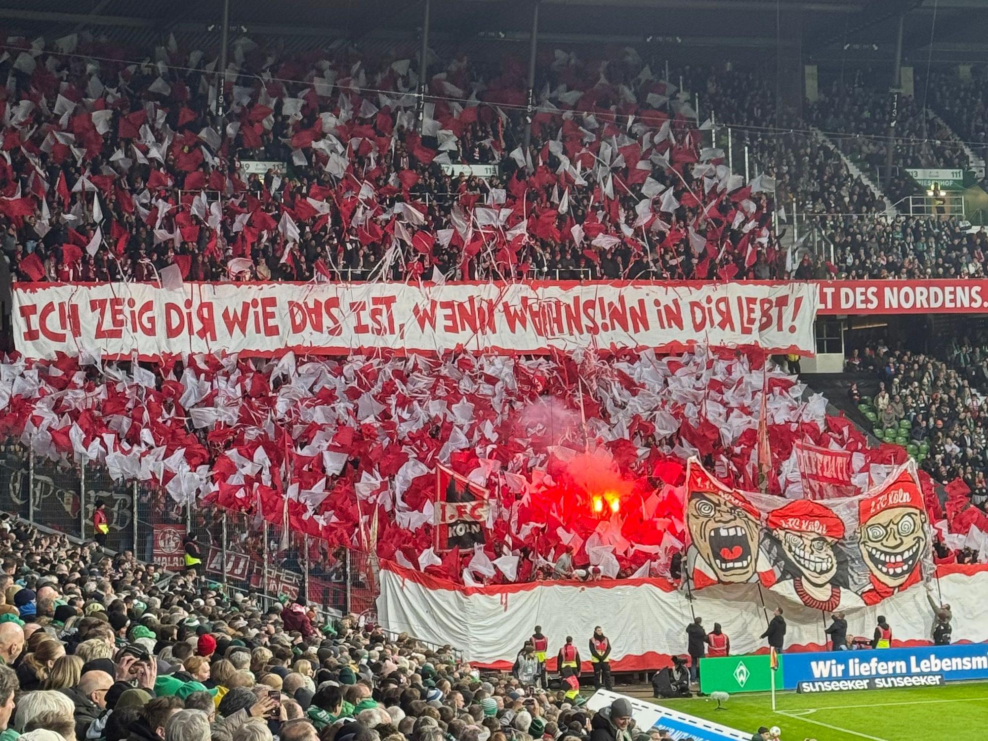 Die Kölner Fans am 29. November 2025 im Weserstadion.