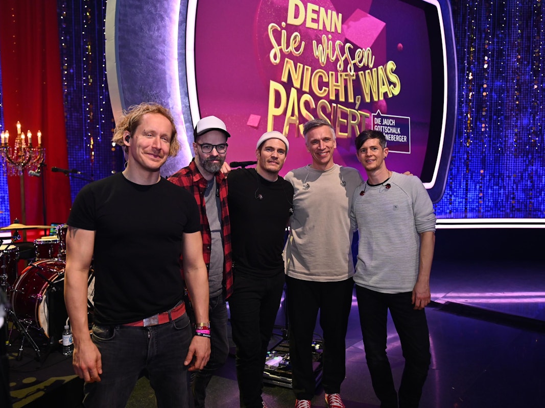 Die Band Kasalla im RTL-Studio bei „Denn sie wissen nicht, was passiert“.