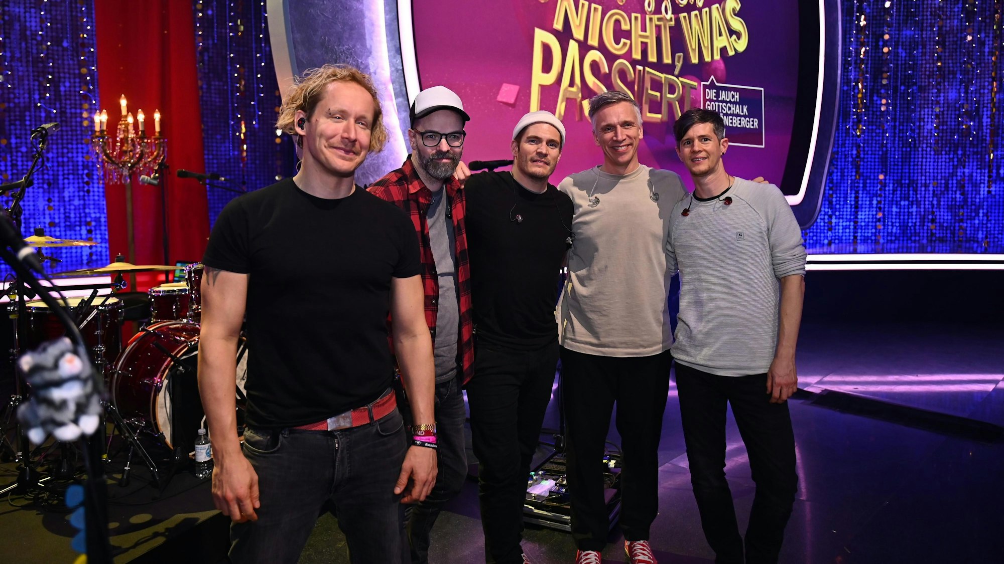 Die Band Kasalla im RTL-Studio bei „Denn sie wissen nicht, was passiert“.