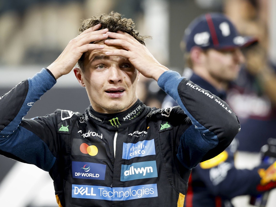 Lando Norris fasst sich ungläubig in die Haare.