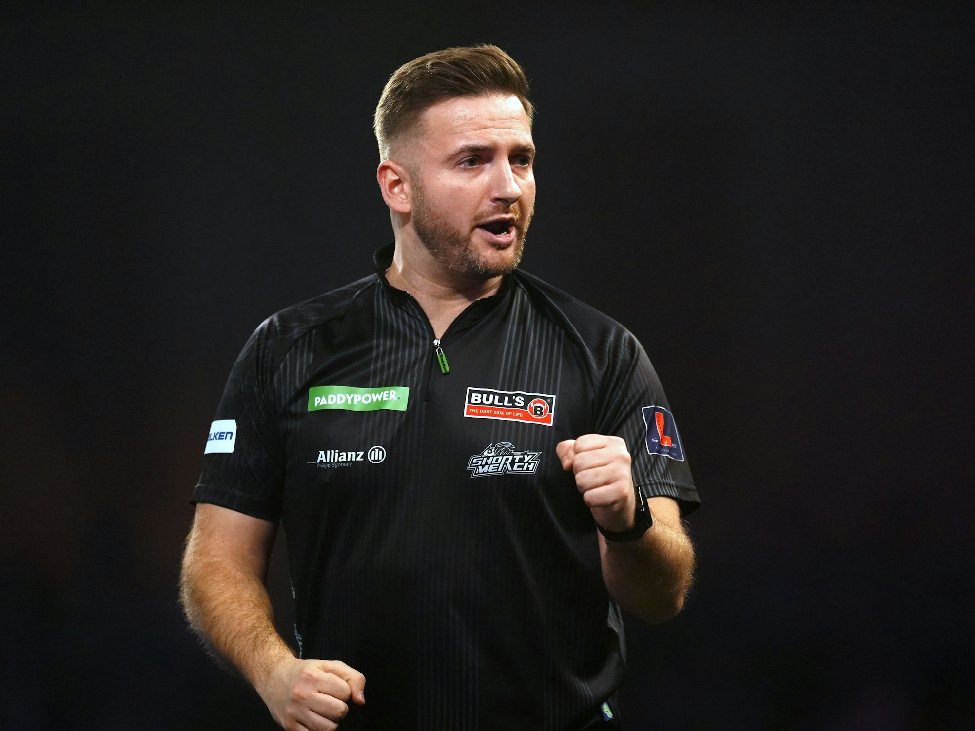 Arno Merk reagiert im Alexandra Palace.