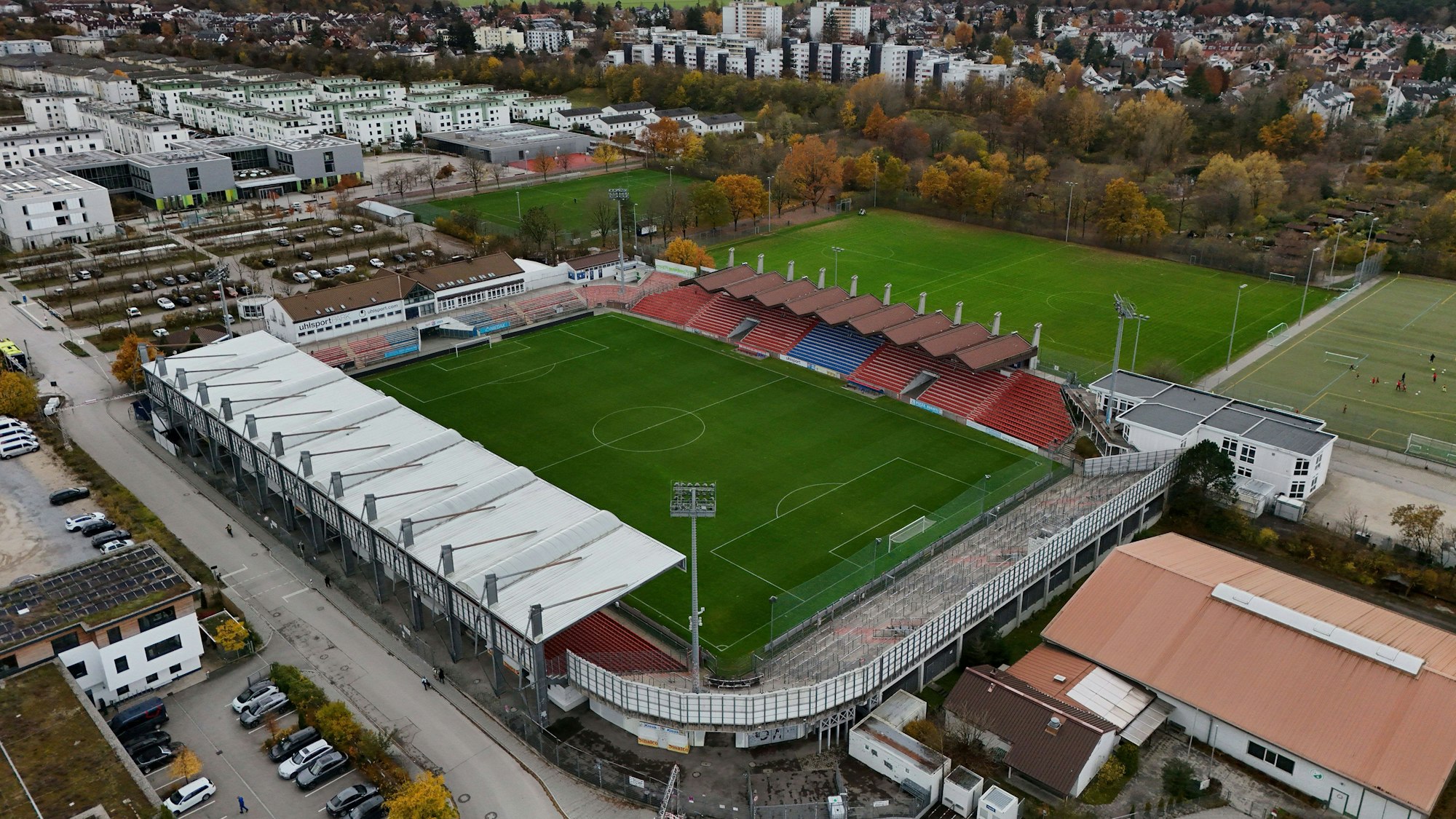 Ein Luftbild vom Sportpark Unterhaching.