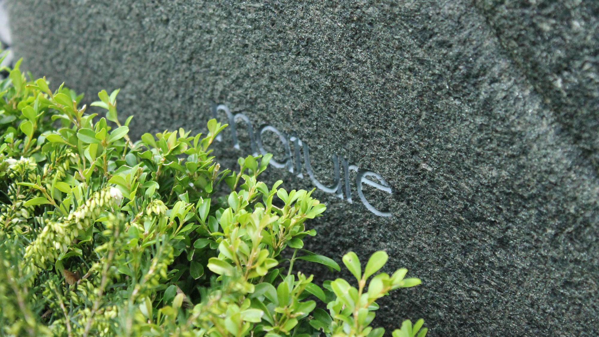 Das Wort „mature“ auf dem Grabstein
