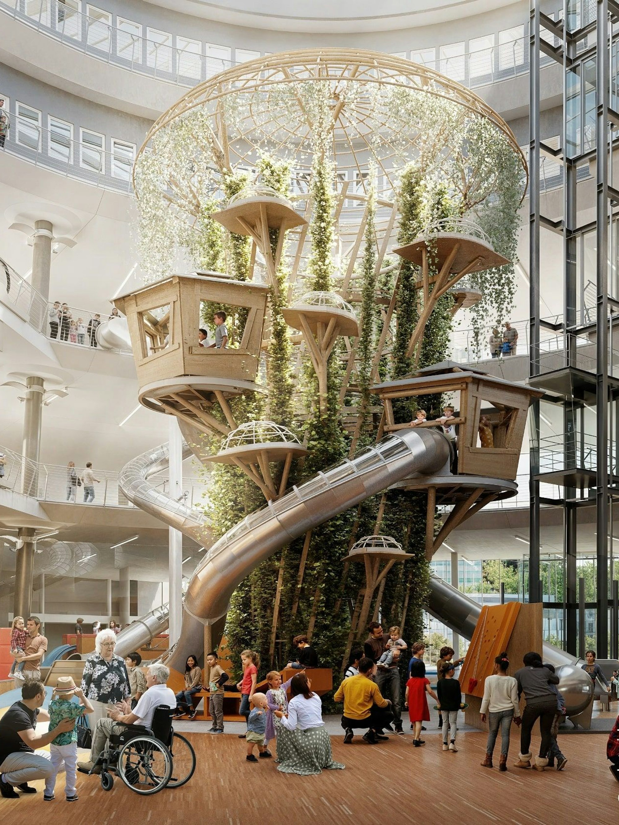 Visualisierung des Atriums des Exploradom in Köln.