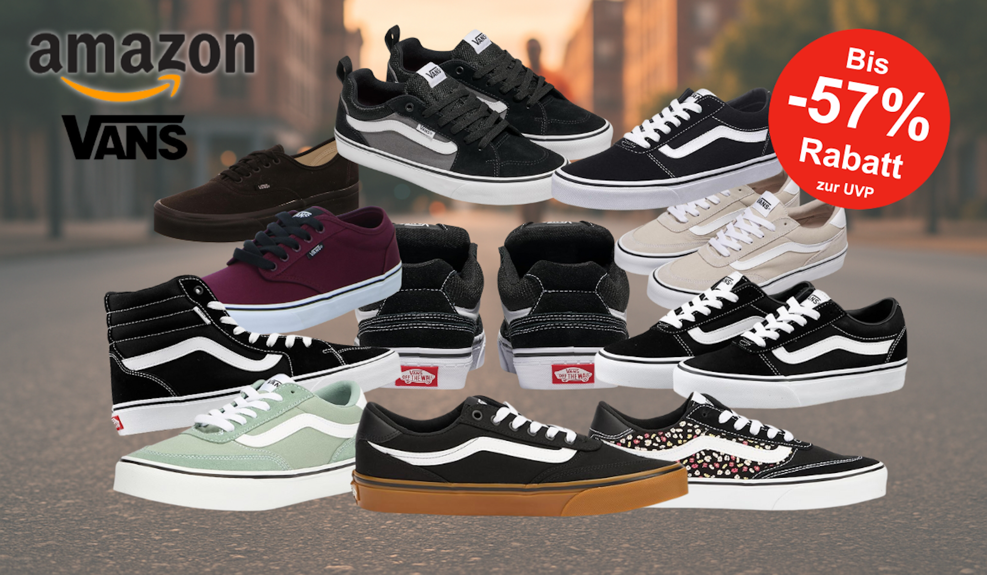 Vans Sneaker Modelle wie Vans Ward, Brooklyn oder Filmore in verschiedenen Designs und Farben.