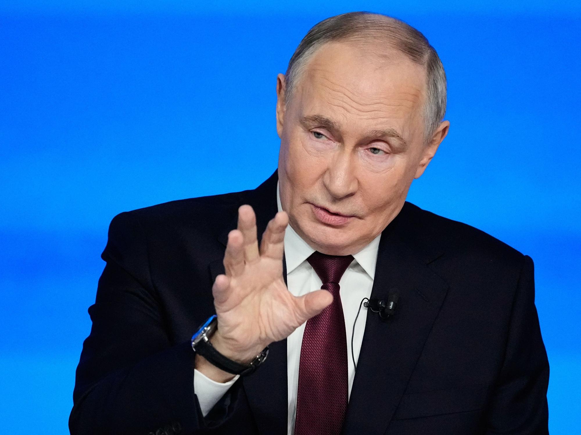 Der russische Präsident Wladimir Putin während seiner jährlichen Pressekonferenz in Moskau.