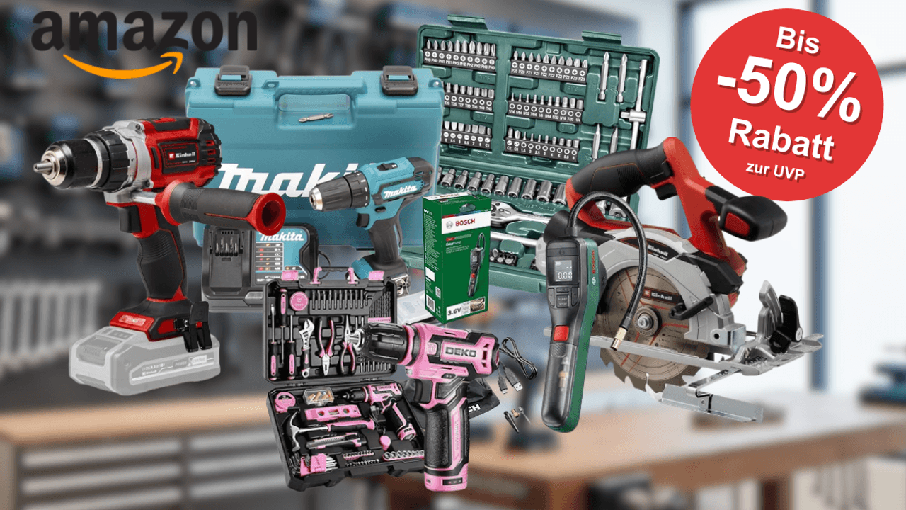 Mega Werkzeug Deals im Amazon Last Minute Sale bei Amazon mit Preisnachlässen von bis zu 50% auf Marken, wie Bosch, Einhell, Makita u.v.m.