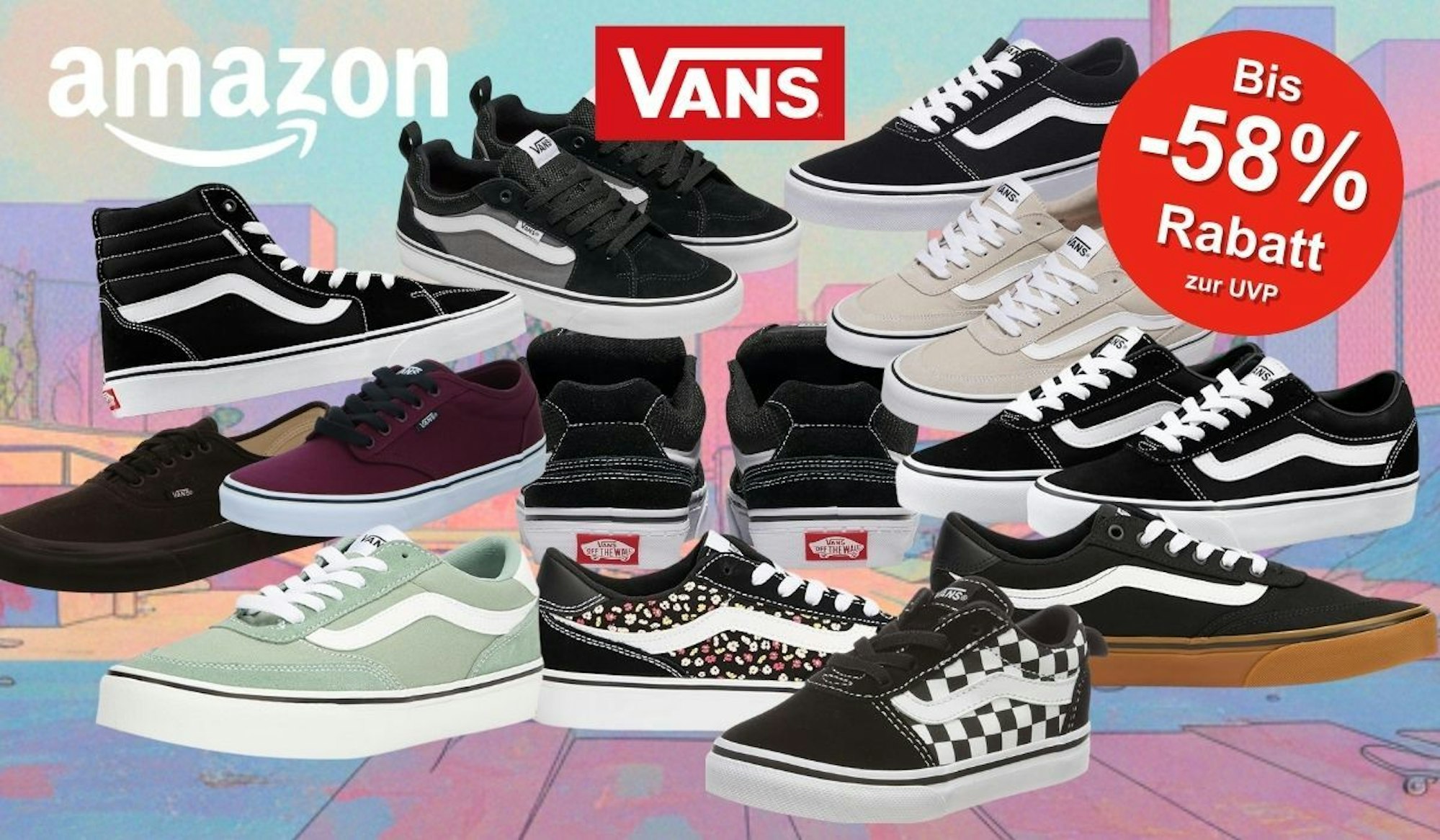 Vans Sneaker Modelle wie Vans Ward, Brooklyn oder Filmore in verschiedenen Designs und Farben.
