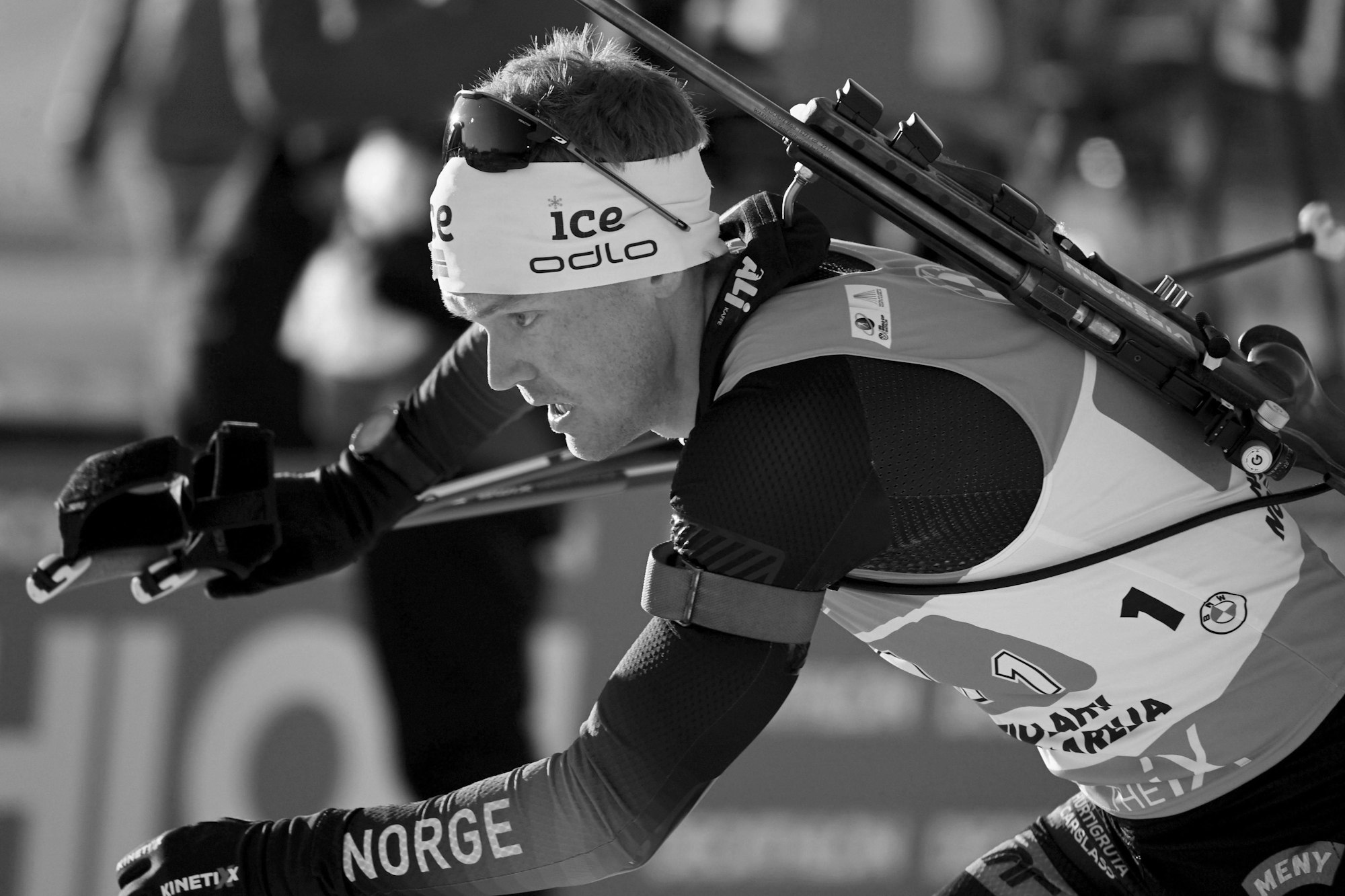 Norwegens Sivert Guttorm Bakken tritt im Männer-Staffelrennen über 4 × 7,5 km beim Biathlon-Weltcup in Kontiolahti an.